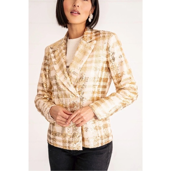 Ivy City Co Jackets & Blazers - Ivy City Co Blanche Blazer Gold Sequin Jacket